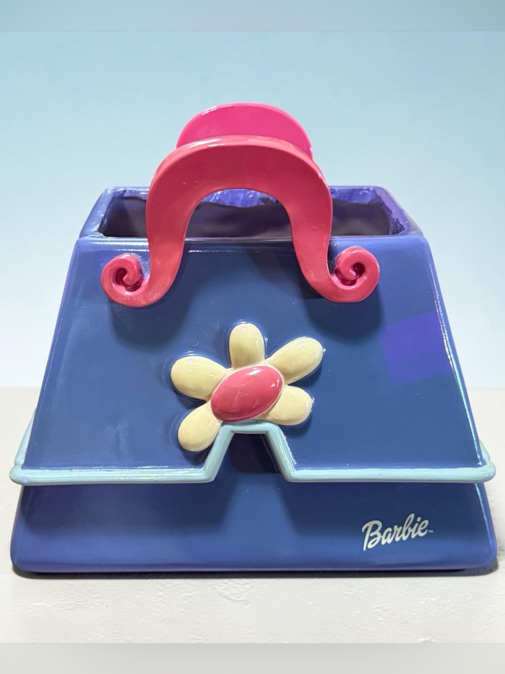 Vtg. 2000 Barbie FTD Ceramic Purse Planter Vase Coquette Aesthetic Collectable